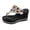Black, variant on Women's Sparkly Rhinestones Gemstones Pearl Wedge Sandals Bride Wedding Glitter Delicate Metallic Platform Chunky Heeled Backless Slip on Dress Slides Beach Bohemian Summer Gold Size 8.5