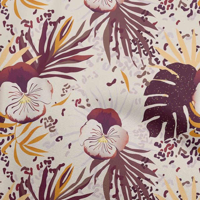 oneOone Cotton Flex Brown Fabric Tropical Sewing Craft Projects Fabric Prints By Yard 40 Inch Wide