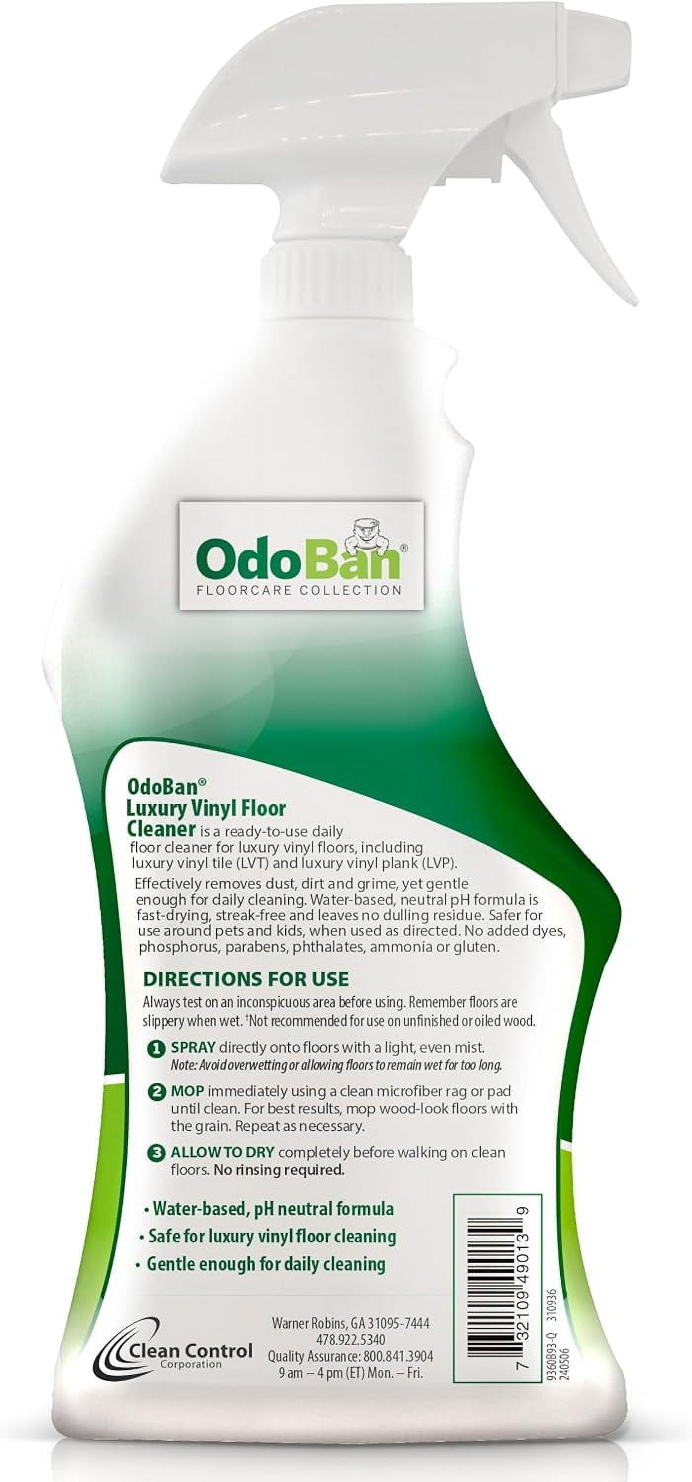 OdoBan Ready-to-Use Luxury Vinyl Floor Cleaner, Streak Free and Neutral PH Formula, 32 Oz Spray 6-Pack, Scentless