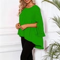 thumbnail image 4 of Sheghy Tops for Women Solid Ruffle 3/4 Sleeve Round Neck Summer Blouse Green L, 4 of 9