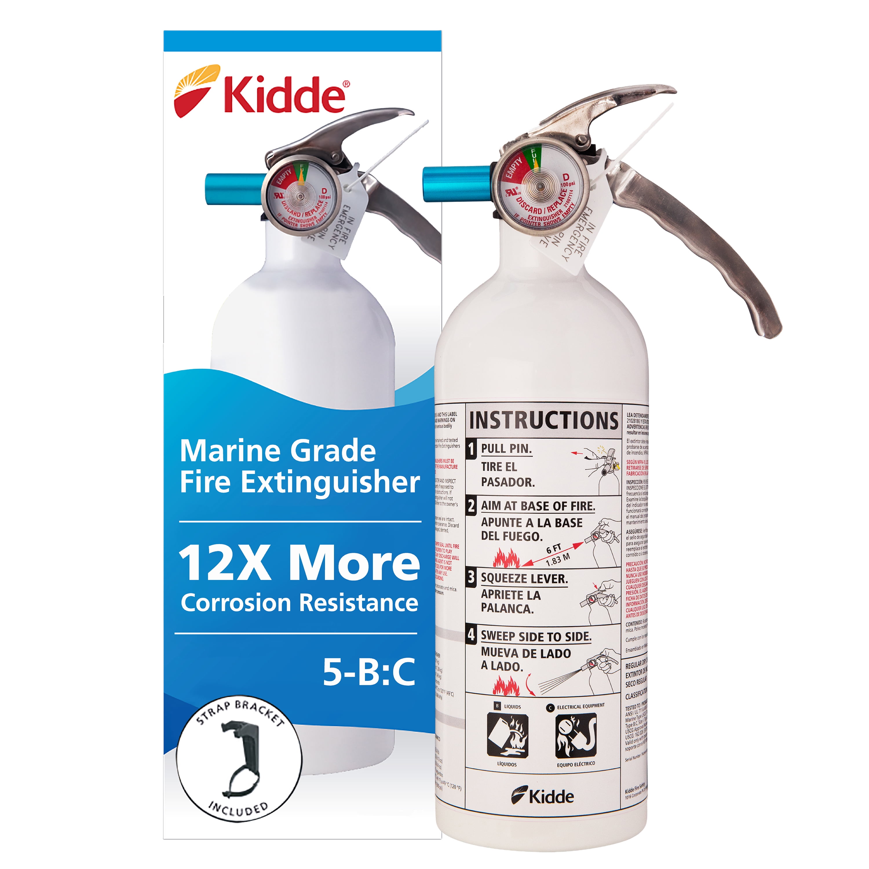 Kidde Boat Fire Extinguisher, 5BC Rated, with Mounting Bracket