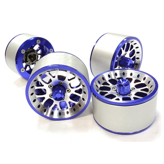 Integy RC Toy Model Hop-ups C26161BLUE High Mass 2.2 Size Alloy Y14 Spoke Beadlock Wheel (4) for Scale Off-Road Crawler