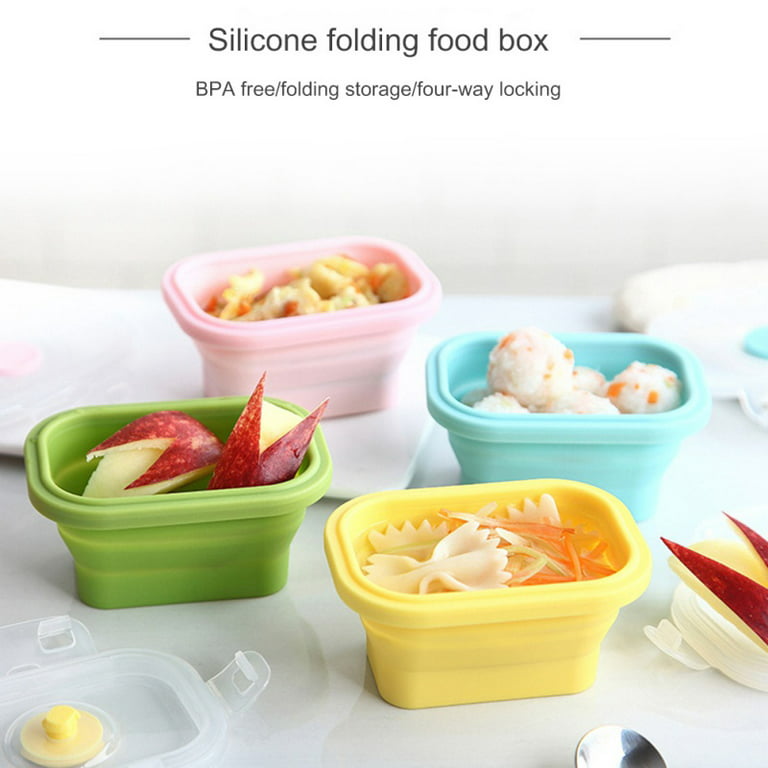 Altsales 4PCS Foldable Silicone Food Box Leftover Storage Containers  Collapsible Kid Bento Box Stackable Boxes for Kitchen/Outdoor  Picnic/Business