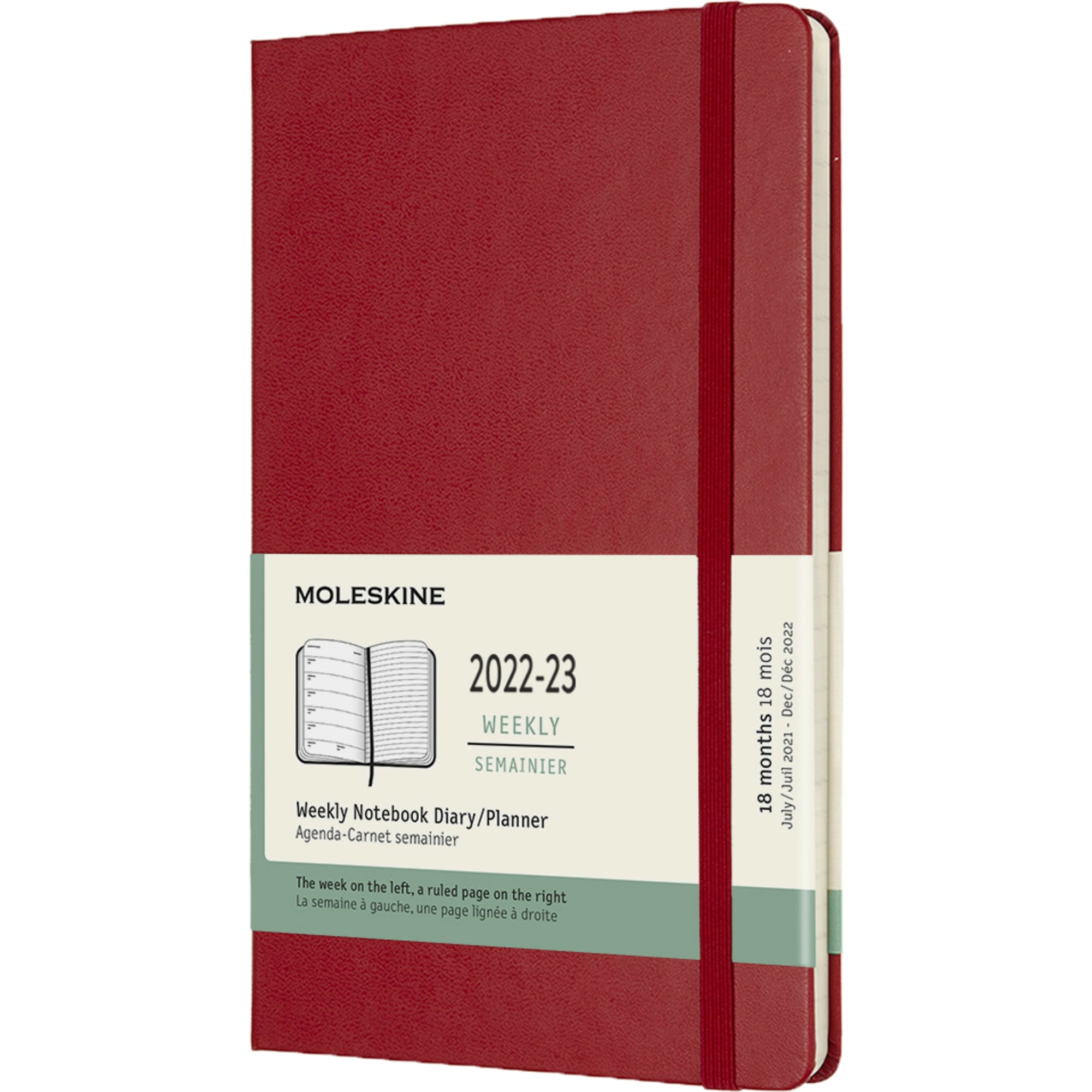 Moleskine Hardcover 18Month Weekly Planner, 5" x 81/4", Red, July