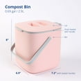 thumbnail image 2 of BLUE GINKGO Kitchen Compost Bin | Indoor Countertop Food Waste Bin with Handles | Pink (0.69 gal), 2 of 7