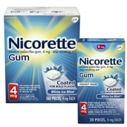 [160 + FREE 20 ct] Nicorette 4mg Nicotine Gum, Stop Smoking Aids, White Ice Mint