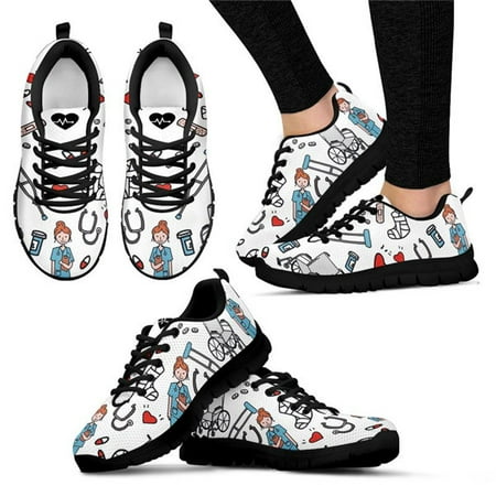 

Cartoon Sketch Physio Print Flats Casual Shoes Mesh Women Lace-up Summer Ladies Sneakers Running Jogging Shoes For Teen Girls