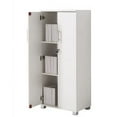thumbnail image 2 of MMT Wooden White Storage Cupboard 2 Door Locking Pantry Bookcase Cabinet for Office Kitchen Furniture, 2 Storage Shelves - 27.55" Wide - Massive Storage Capacity, 2 of 5