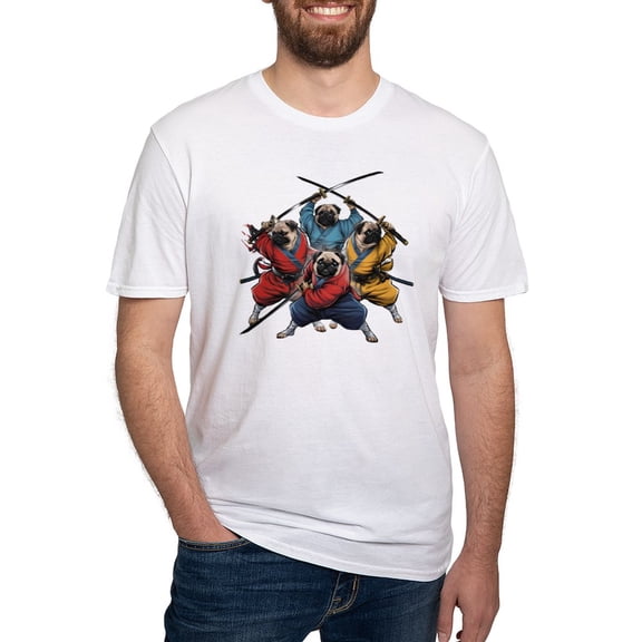 CafePress - Pugs Ninja T Shirt Men's Classic T Shirt - Fitted T-Shirt, Vintage Fit Soft Cotton Tee