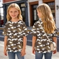 thumbnail image 3 of Girls Oversized Tie-Dye T-Shirt Brown Brushstroke Print Loose Short Sleeve Soft Stretchy Tee for Ages 6-14,Size 10 T, 3 of 9