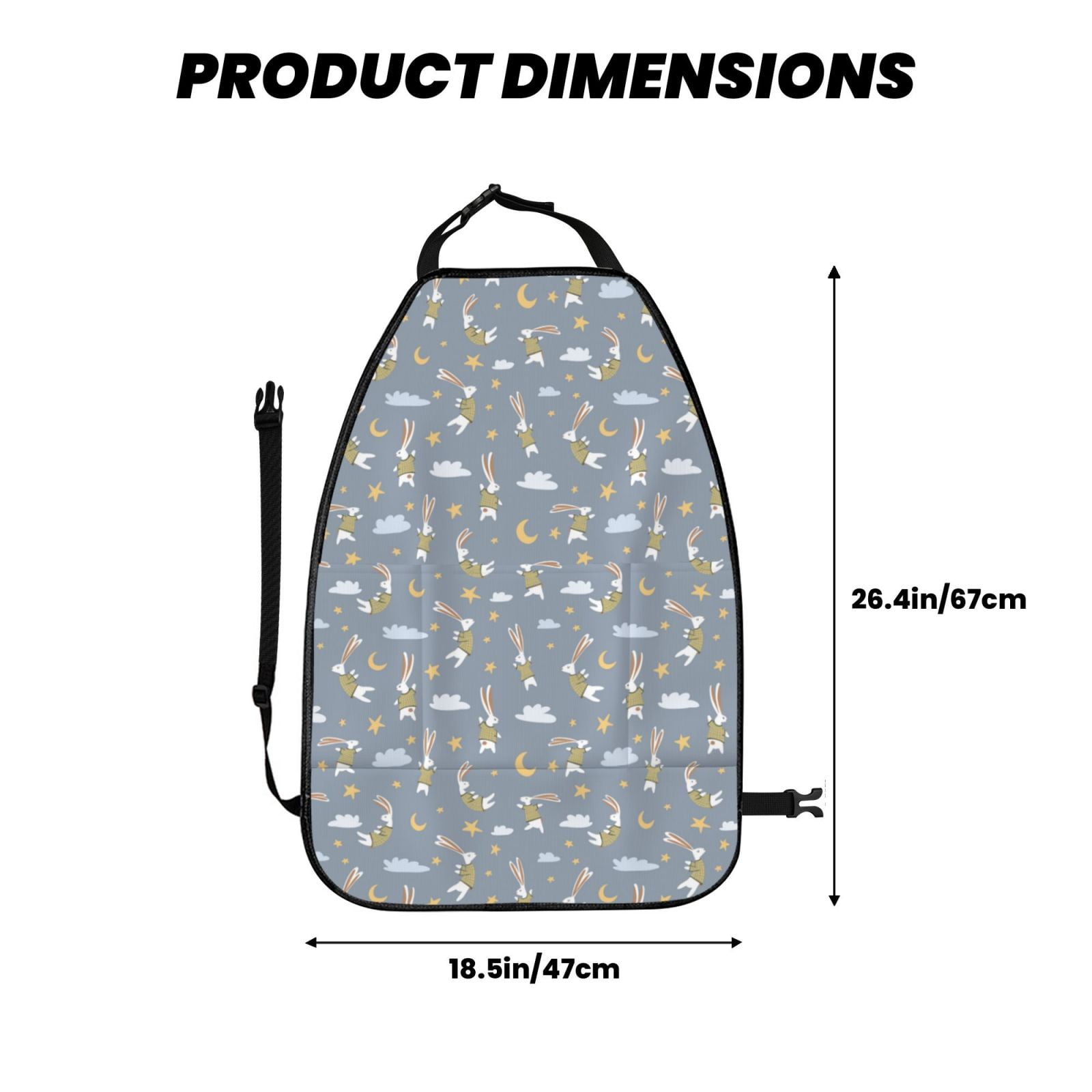 Xecao Sleep Rabbit Pattern Car Seat Back Protector 2 Pack Large Capacity Pocket, Kick Mats Back Seat Protector