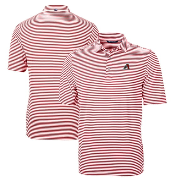 Men's Cutter & Buck Red Arizona Diamondbacks Virtue Eco Pique Stripe Recycled Polo