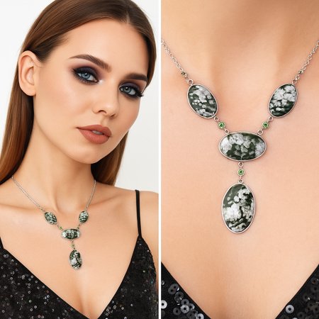 Natural Peace Jade & Peridot 925 Sterling Silver Necklace Jewelry N-1023 SDN1963