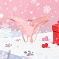 thumbnail image 2 of USNSM Women's Lace Brief Crotchless Bow Panties Seamless Comfort Hipster Underwear Pink L, 2 of 4