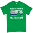 thumbnail image 1 of Tee Hunt Blessed are The Peacemakers T-Shirt Thin Line Police Officers Men's Tee, Green, 4X-Large, 1 of 5
