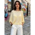 thumbnail image 5 of LMLYSoH Women's Mesh Knit Poncho Tops Fashion Solid Color Batwing Sleeve Boat Neck Cover Ups for Summer Daily Wear, 5 of 9