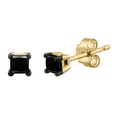 thumbnail image 2 of 1/3 Carat Princess Cut Black Diamond Stud Earrings in 14K Yellow Gold, 2 of 4