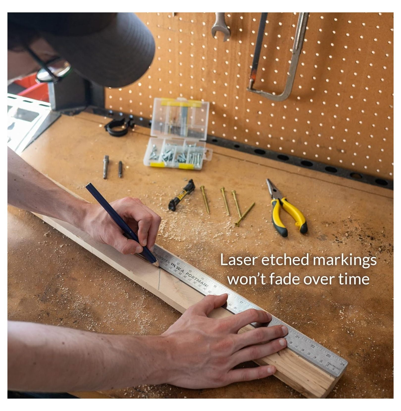 Unbranded Stainless Steel Metal Ruler with Cork Backing, 15 Inch, 2 Count, 2 Pack