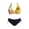 thumbnail image 6 of Womens Plus Size Bathing Suits Vintage V Neck Halter with Side Tie Bottom Tummy Control Swimsuit Summer Clothes, 6 of 6