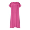 thumbnail image 5 of Ladies Long T-Shirt Dress, Short Sleeve Elegant Flowy Maxi Dresses, Loose Comfy Solid Color A-Linen Beach Vacation Dresses Midi Cocktail Dresses for Women L, 5 of 5