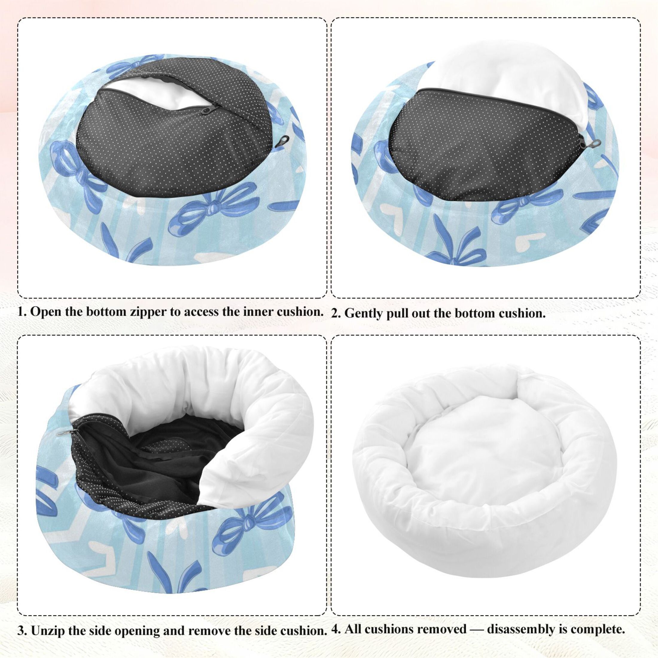 Iauyy Pet Couch Donut Cat Bed for Indoor Cats/Small Dogs Washable & Machine with Non-slip Bottom Calming Cat Furniture, The Feeling Of Lightness (M)