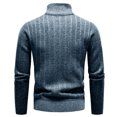 thumbnail image 2 of Lu's Chic Men's Quarter-Zip Sweater Top Knitted Pullover Long Sleeve Fall Cotton Thermal Knitwear Blue 36, 2 of 2