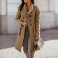 thumbnail image 2 of Abrigo de tela de lana con solapa de otoño e invierno para mujer, gabardina, abrigo largo, prendas de vestir Pompotops  qwe15090, 2 of 7