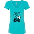 thumbnail image 3 of Inktastic Girls Gotta Have Goals Soccer Women's V-Neck T-Shirt, 3 of 5