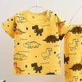 thumbnail image 5 of Xudanell Toddler Boys Pajamas Kids Dinosaur Summer PJS Monster Truck Boy Tractor Jammies Hockey Short Sets 2-7 Years (Light Yellow, 12-18 Months), 5 of 7