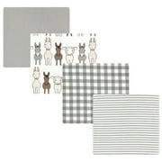 Luvable Friends Hudson Baby Flannel Receiving Blankets 4pk, Farm Friends Pastel