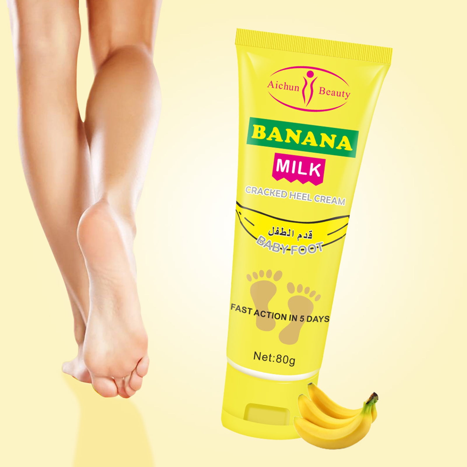 suidie 80g Anti-cracking Cream Long Lasting Reusable Plant Extracts Banana Milk Cracked Heel Cream for Home