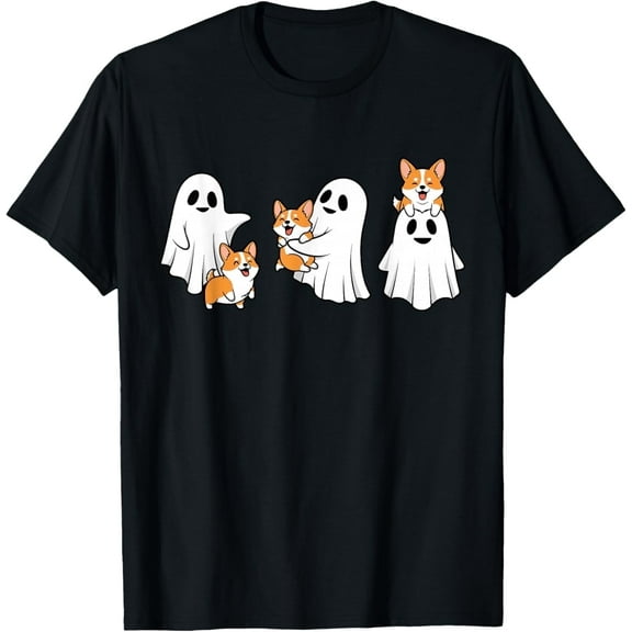 Corgi Dog Lover Funny Ghost Halloween Men Women T-Shirt
