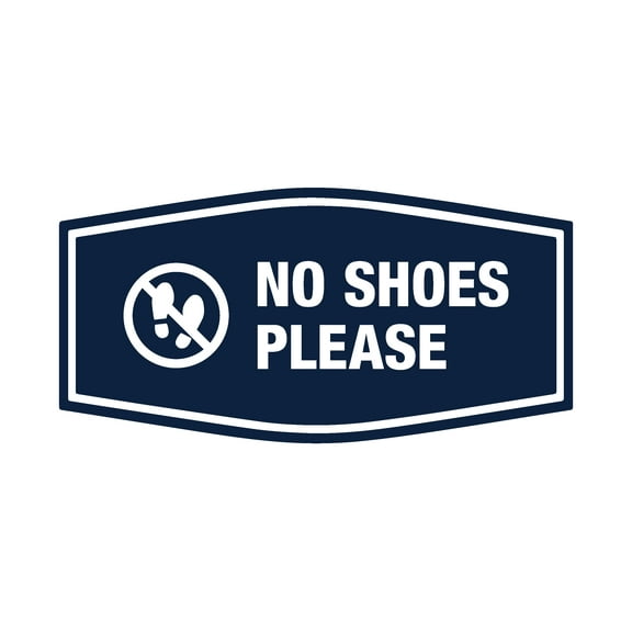 Signs ByLITA Fancy No Shoes Please Graphic Indoors Decoration Sign (Navy Blue / White) - Large