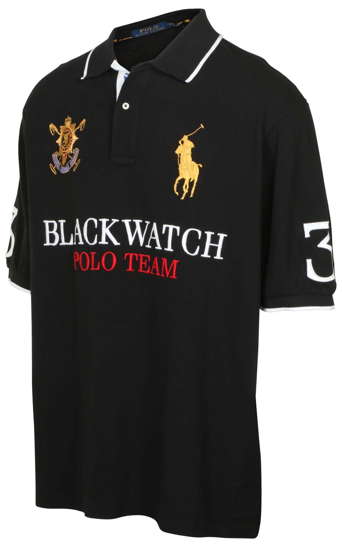 Polo RL Men's Big and Tall Black Watch Polo Team Shirt (3XB, Black) 