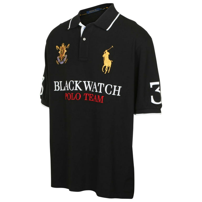 Polo RL Men's Big and Tall Black Watch Polo Team Shirt (3XB, Black