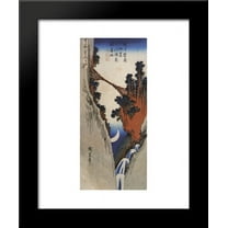 A bridge across a deep gorge 20x24 Framed Art Print by Hiroshige