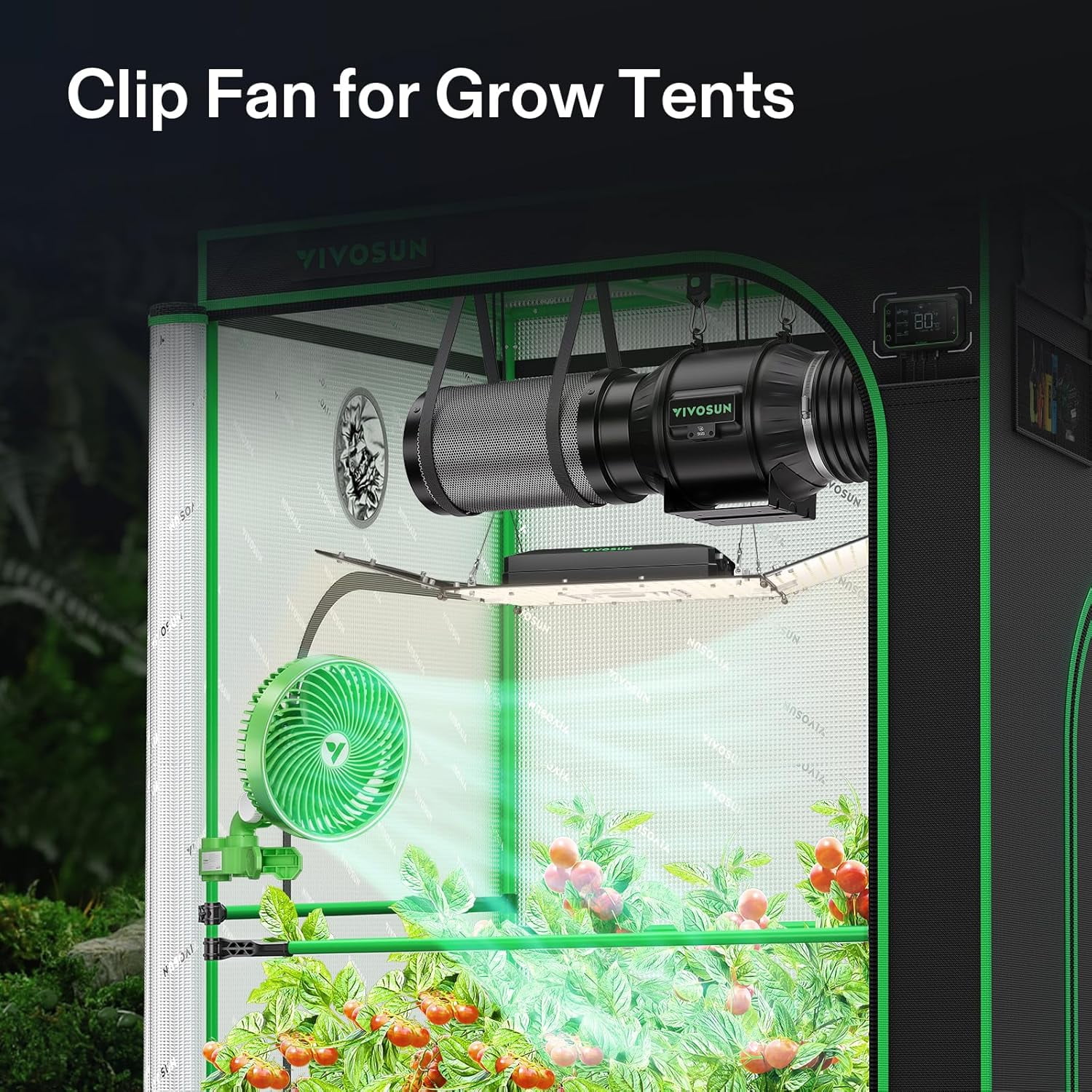 VIVOSUN AeroWave E6 10-Speed Auto Oscillation Clip-On 320 CFM Fan