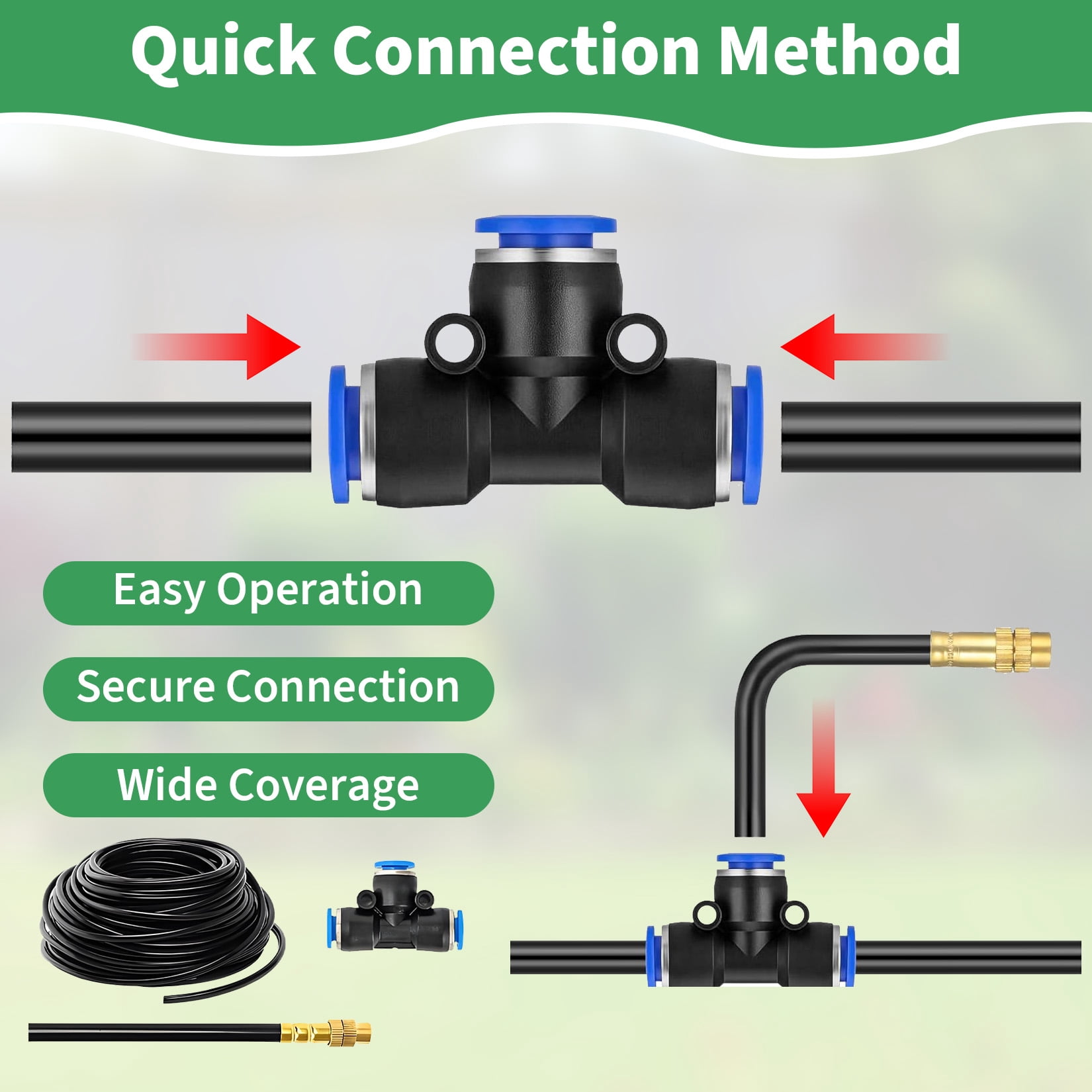 GIMMYFIVE 98FT Drip Irrigation Kit, Automatic Watering System with Adjustable Sprinklers, 1/4" PVC Tubing, DIY for Garden, Lawn, Greenhouse, Raised Beds