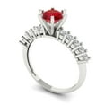 thumbnail image 2 of Solitaire with Accents Engagement Ring for Women - 1.05ct Simulated Ruby in 14K White Gold Promise Ring, 2 of 6