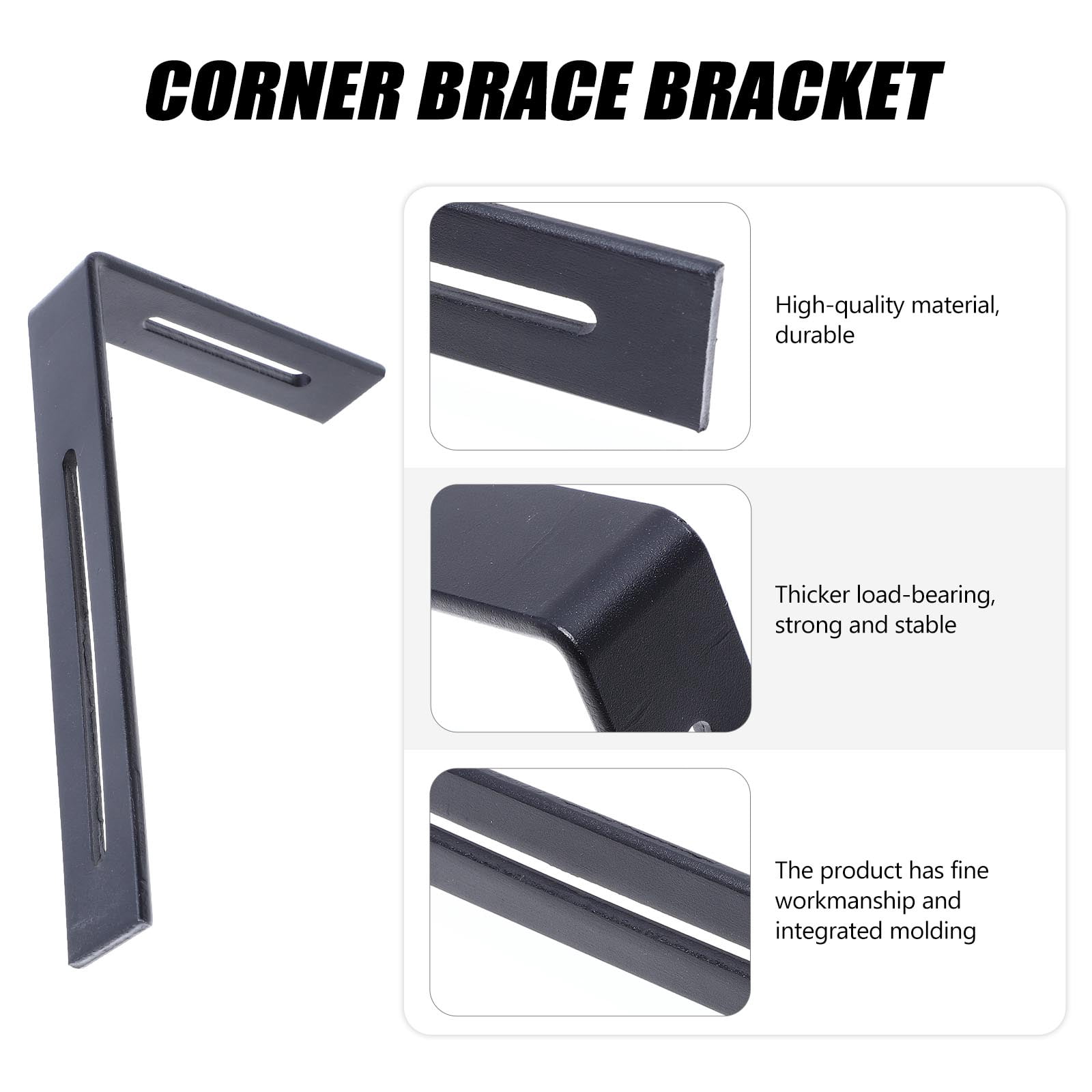 WHAMVOX  2 Pcs Fixed Bracket Brackets for Shelves Shelf Corner Brace Black