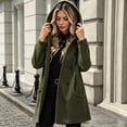 thumbnail image 6 of cocolona Womens Hooded Pea Coat Elegant Solid Color Long Sleeve Winter Warm Jacket Casual Loose Open Front Double Breasted Overcoat, 6 of 7