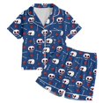thumbnail image 2 of Tfken Halloween Boys Pajamas Outfit Set Skeleton Graphic Short Sleeve Shirts With Shorts Set Sleepwear Casual Homewear Loungewear Festival Child Fashion Pjs Clothes Size 10-11 Years, 2 of 4