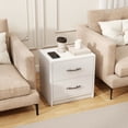 thumbnail image 4 of Gymax Table de Chevet Moderne à 2 Tiroirs avec Rangement pour Salon Chambre Blanc, 4 of 10
