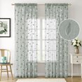 thumbnail image 3 of Ssheer Curta2 Panels Embroidered Leaf Patterned Rod Pocket Flsemi Faux Linen Window Drapes Set For Living Room Bedroom Dining  52x84 Inches Long, 3 of 7