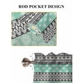 thumbnail image 6 of Teal Black Boho 2 Panel Kitchen Curtains for Small Windows, Vintage Ethnic Tribe Abstract Art Bathroom Tier Curtain, Short Window Treatment for Bedroom/Living Room 55"x36", 6 of 6