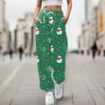 thumbnail image 2 of Fiaer Christmas Womens Sweatpants Funny Snowman Graphic Trendy Xmas Pants Baggy Casual Plus Size Comfort Holiday Trousers with Pocket Green L, 2 of 5