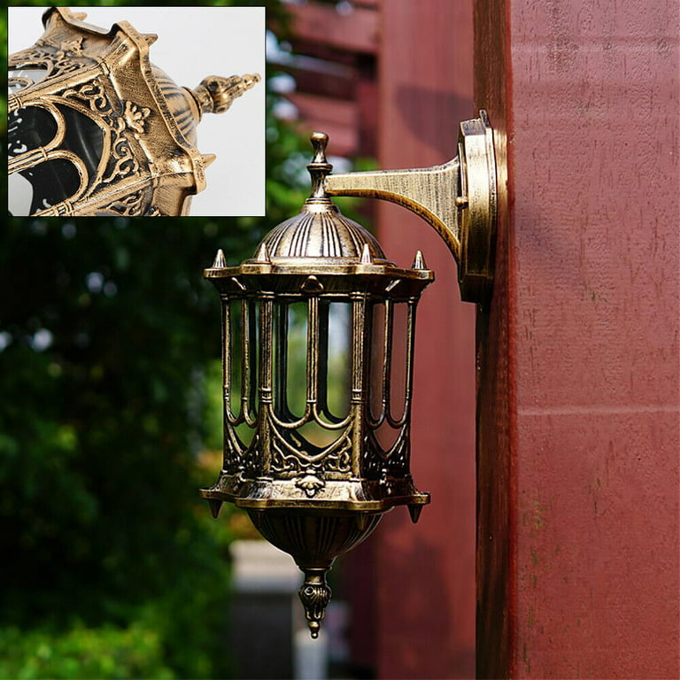 Wall Mount E27 Corded Antique Wall Lamp Brass Lantern Porch Light