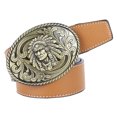 thumbnail image 2 of Cinturón de cuero vaquero occidental para hombre Indian Warrior Chief Head Buckle Brown Sunnimix Cinturón de vaquero occidental, 2 of 6