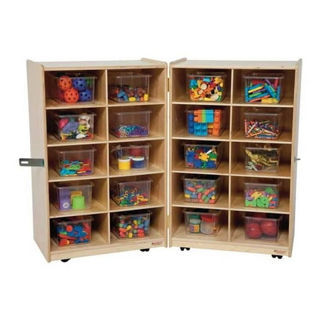 Kid's Play Folding Vertical Storage Unit w 20 Clear Trays ...