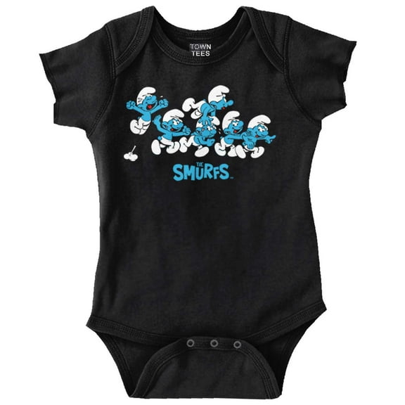Smurfs Characters Retro Squad Goals Romper Boys or Girls Infant Baby Brisco Brands 12M